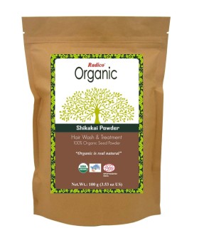 RADICO ORGANIC SHIKAKAI 100% Natuurlijke BIO Organic Anti-Haaruitval, Anti-Roos, Haargroei, Care, Volume, Voedende Poeder 100g